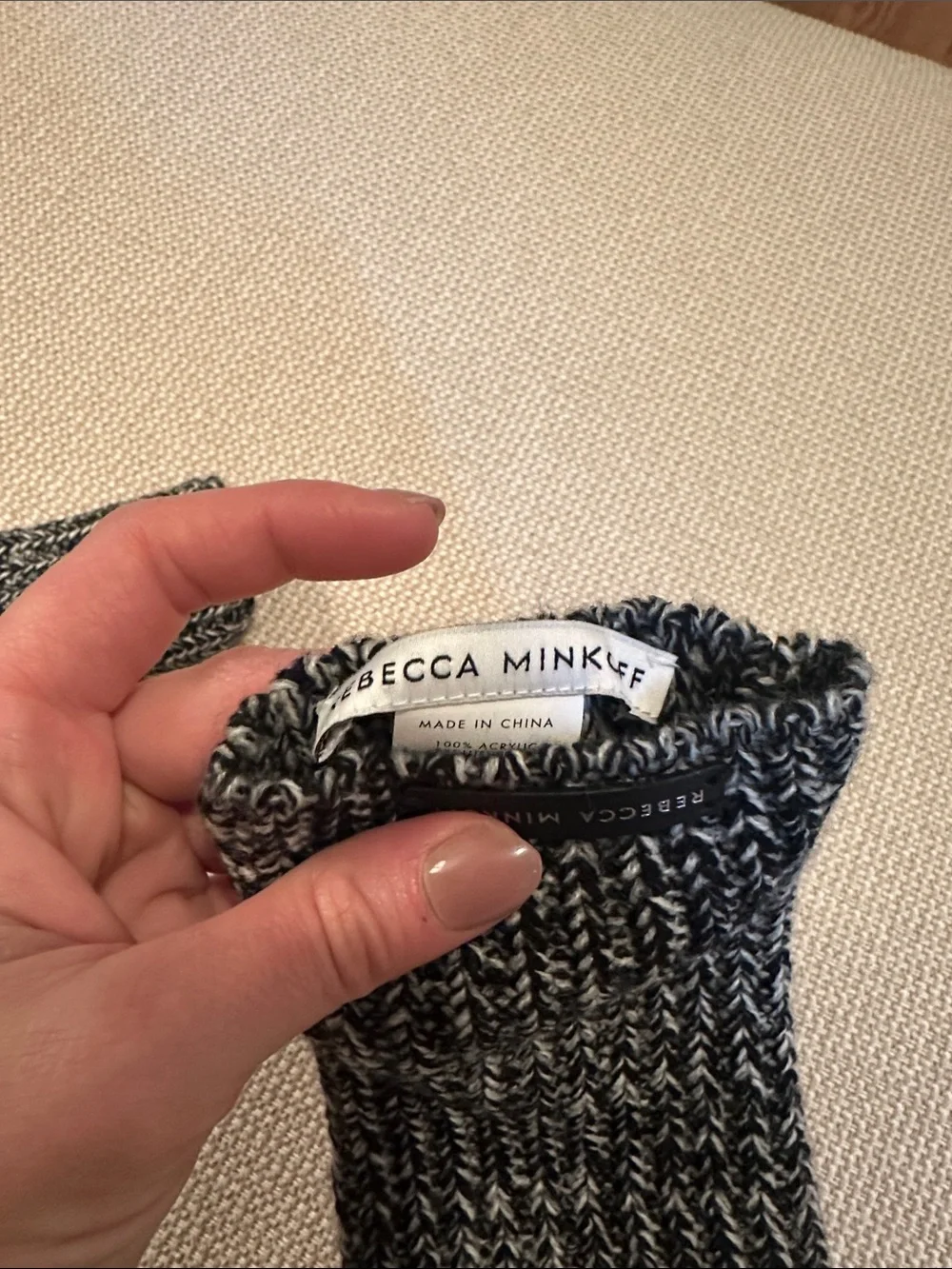 Rebecca Minkoff Black & White Marled Knit Scarf